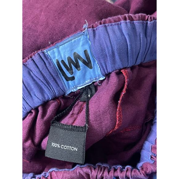 LWN Los Angeles Burgundy Cotton Pants Drawstrings Womans Medium - Picture 8 of 9